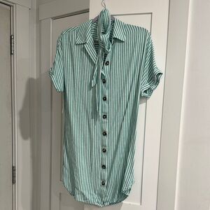 Reitmans Green Striped Mini Dress | XS